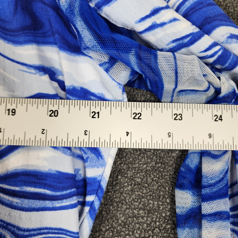 IBKUL Womens XL Blue Marble Swirl UPF 50+ Quarter Zip Long Sleeve Cooling Top - Picture 4 of 8